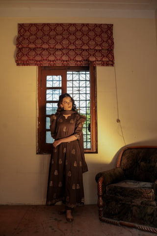 Earthly Grace Brown Lawn Suit