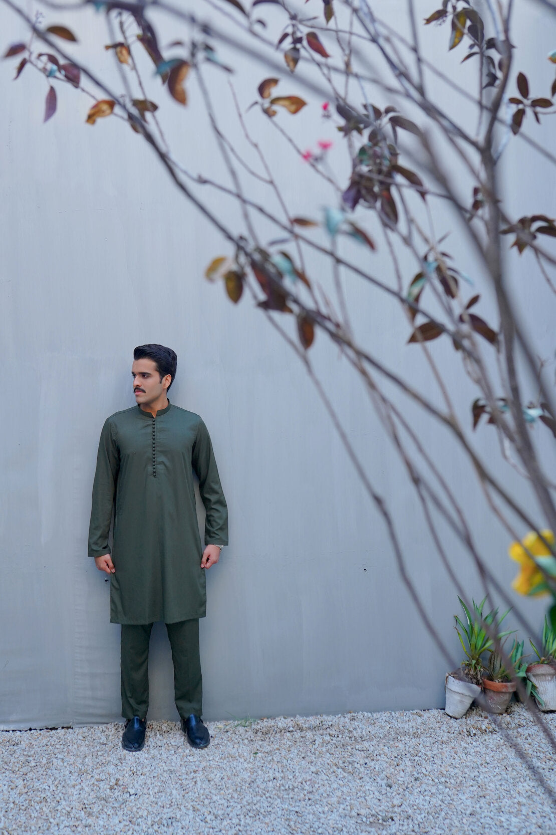 Olive Green Wash-Wear Suit